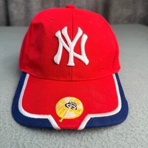 New York Yankees Baseball Cap Red Blue White Adjustable Hat NY Logo Wool Blend